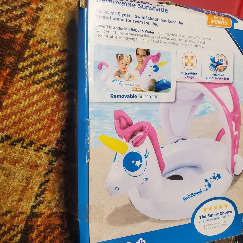 SwimSchool Unicorn Baby Boat with Sunshade_3